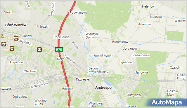 mapa Bedoń-Wieś, Bedoń-Wieś na mapie Targeo