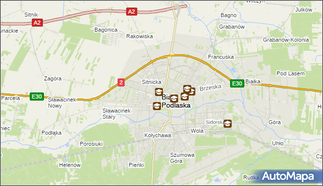 mapa Białej Podlaskiej, Biała Podlaska na mapie Targeo