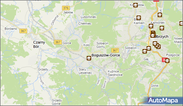 mapa Boguszów-Gorce, Boguszów-Gorce na mapie Targeo