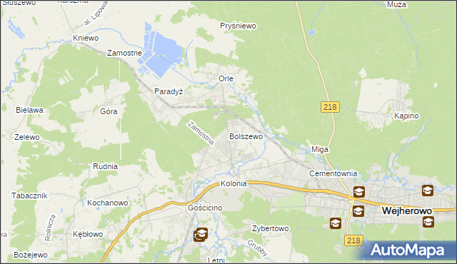 mapa Bolszewo, Bolszewo na mapie Targeo