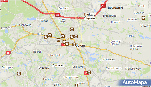 mapa Bytomia, Bytom na mapie Targeo