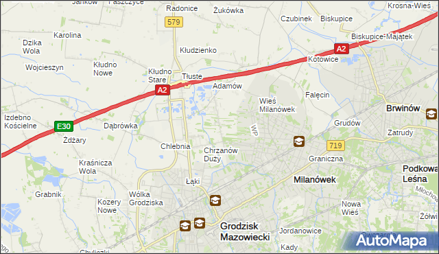 mapa Chrzanów Mały, Chrzanów Mały na mapie Targeo