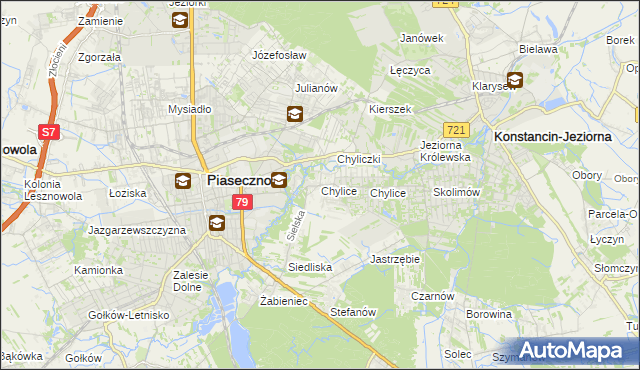 mapa Chylice gmina Piaseczno, Chylice gmina Piaseczno na mapie Targeo