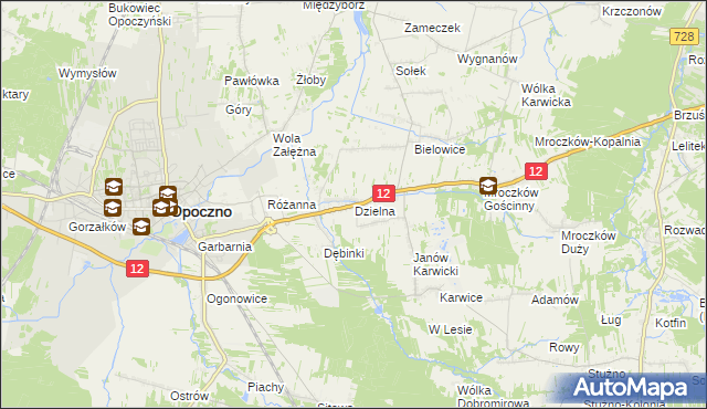 mapa Dzielna gmina Opoczno, Dzielna gmina Opoczno na mapie Targeo