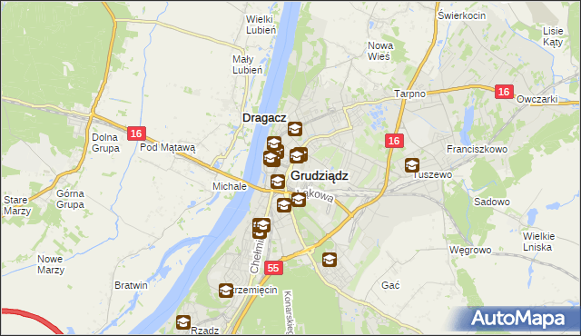mapa Grudziądza, Grudziądz na mapie Targeo