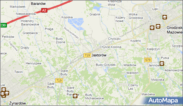 mapa Jaktorów, Jaktorów na mapie Targeo