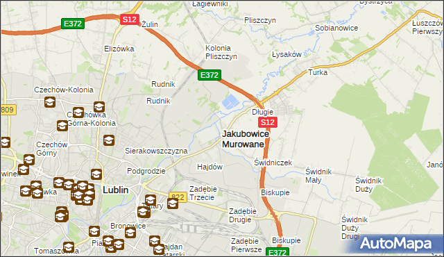 mapa Jakubowice Murowane, Jakubowice Murowane na mapie Targeo