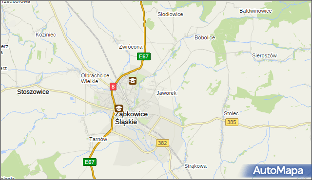mapa Jaworek gmina Ząbkowice Śląskie, Jaworek gmina Ząbkowice Śląskie na mapie Targeo