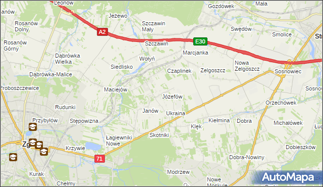 mapa Józefów gmina Zgierz, Józefów gmina Zgierz na mapie Targeo