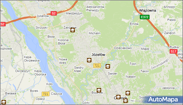 mapa Józefów powiat otwocki, Józefów powiat otwocki na mapie Targeo