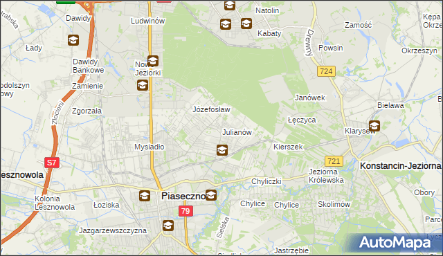 mapa Julianów gmina Piaseczno, Julianów gmina Piaseczno na mapie Targeo