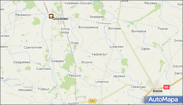 mapa Kędzierzyn gmina Bielsk, Kędzierzyn gmina Bielsk na mapie Targeo