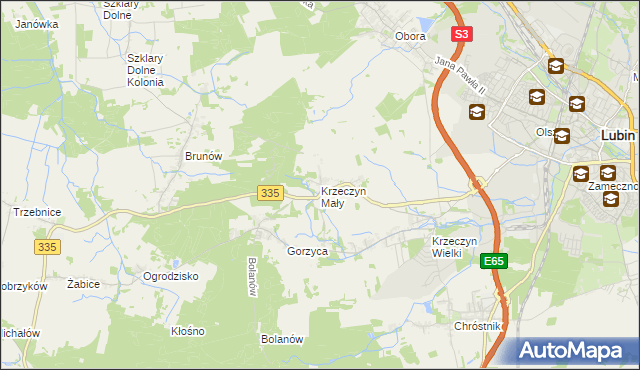 mapa Krzeczyn Mały, Krzeczyn Mały na mapie Targeo