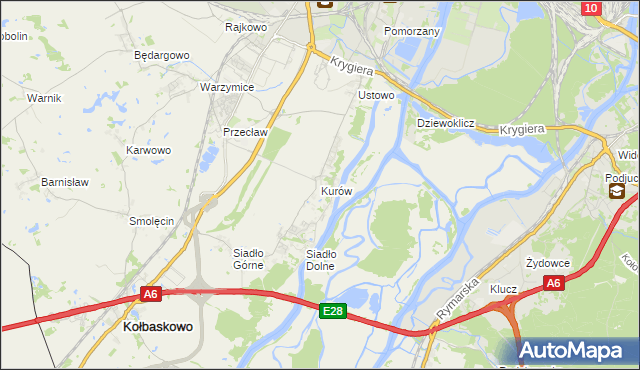 mapa Kurów gmina Kołbaskowo, Kurów gmina Kołbaskowo na mapie Targeo