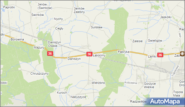 mapa Łąkociny, Łąkociny na mapie Targeo
