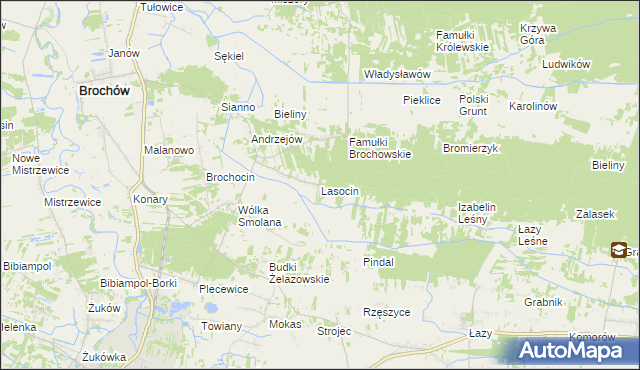 mapa Lasocin gmina Brochów, Lasocin gmina Brochów na mapie Targeo