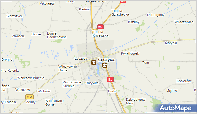 mapa Łęczyca, Łęczyca na mapie Targeo