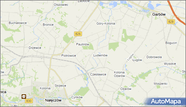 mapa Ludwinów gmina Nałęczów, Ludwinów gmina Nałęczów na mapie Targeo
