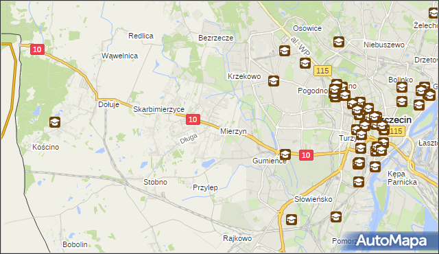 mapa Mierzyn gmina Dobra (Szczecińska), Mierzyn gmina Dobra (Szczecińska) na mapie Targeo
