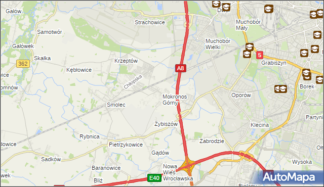 mapa Mokronos Górny, Mokronos Górny na mapie Targeo
