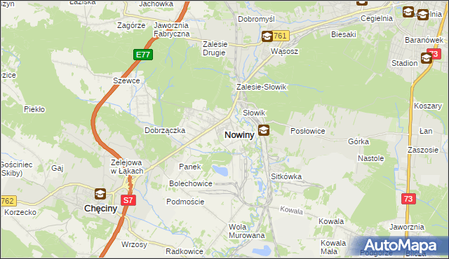 mapa Nowiny gmina Sitkówka-Nowiny, Nowiny gmina Sitkówka-Nowiny na mapie Targeo