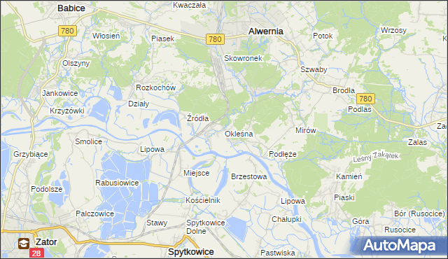 mapa Okleśna, Okleśna na mapie Targeo