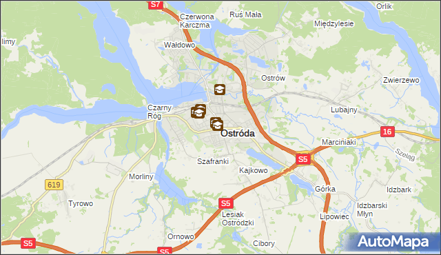 mapa Ostróda, Ostróda na mapie Targeo