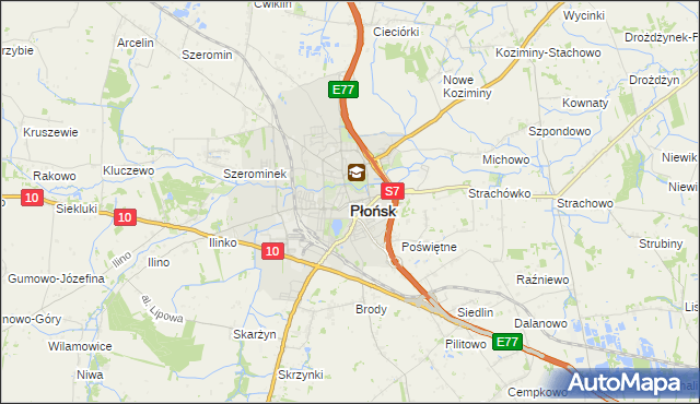 mapa Płońsk, Płońsk na mapie Targeo