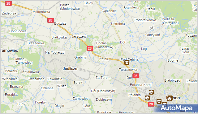 mapa Potok gmina Jedlicze, Potok gmina Jedlicze na mapie Targeo