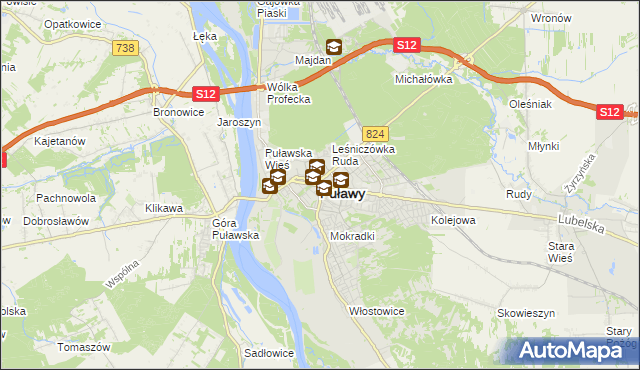 mapa Puław, Puławy na mapie Targeo