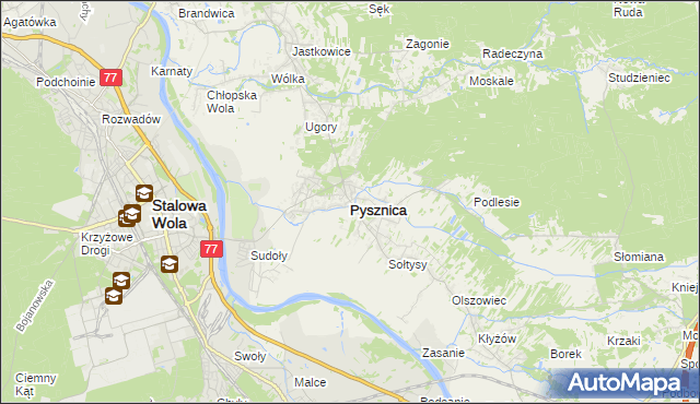 mapa Pysznica, Pysznica na mapie Targeo