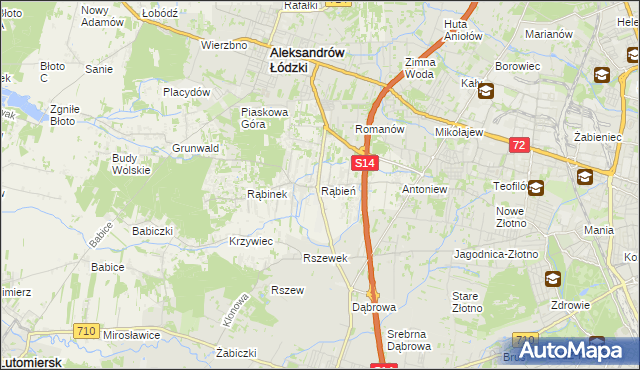 mapa Rąbień, Rąbień na mapie Targeo