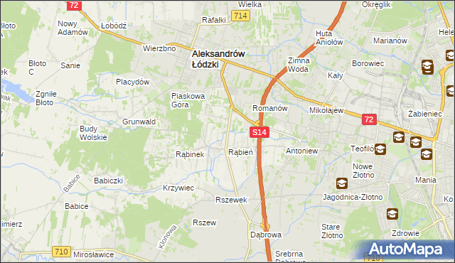 mapa Rąbień AB, Rąbień AB na mapie Targeo