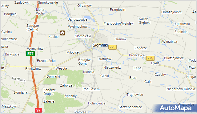 mapa Ratajów, Ratajów na mapie Targeo