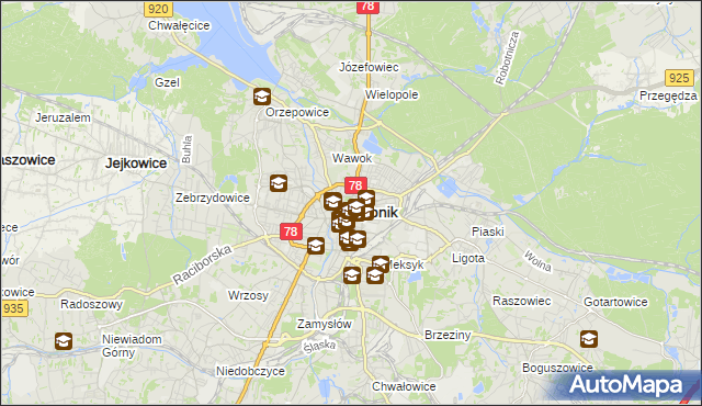 mapa Rybnika, Rybnik na mapie Targeo