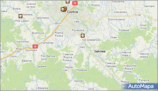 mapa Siary, Siary na mapie Targeo