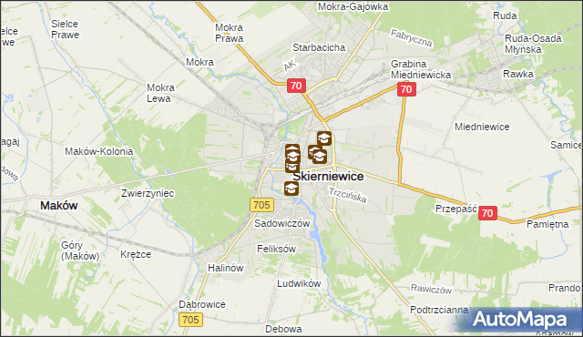 mapa Skierniewic, Skierniewice na mapie Targeo