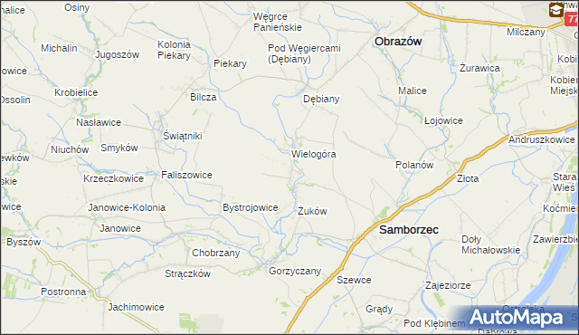 mapa Śmiechowice gmina Samborzec, Śmiechowice gmina Samborzec na mapie Targeo