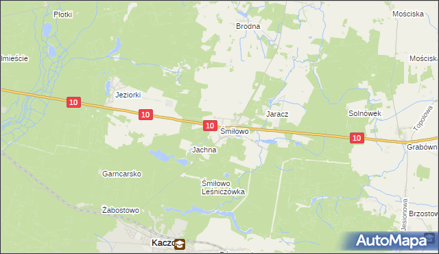 mapa Śmiłowo gmina Kaczory, Śmiłowo gmina Kaczory na mapie Targeo