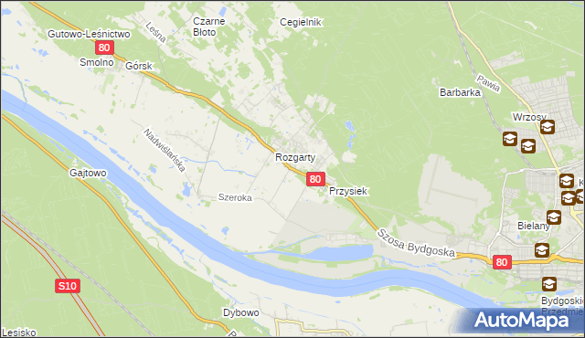 mapa Stary Toruń, Stary Toruń na mapie Targeo