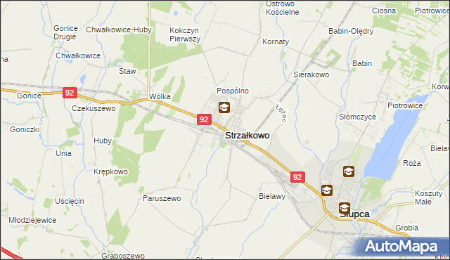 mapa Strzałkowo powiat słupecki, Strzałkowo powiat słupecki na mapie Targeo