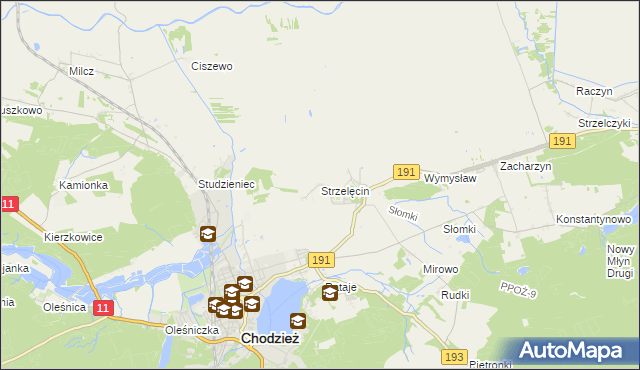 mapa Strzelęcin, Strzelęcin na mapie Targeo