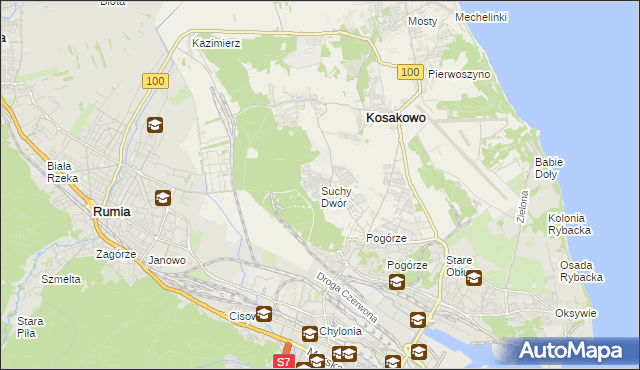 mapa Suchy Dwór gmina Kosakowo, Suchy Dwór gmina Kosakowo na mapie Targeo