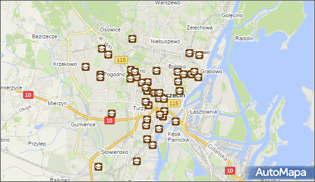 mapa Szczecina, Szczecin na mapie Targeo