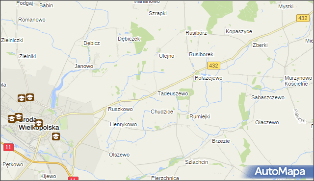 mapa Tadeuszewo, Tadeuszewo na mapie Targeo