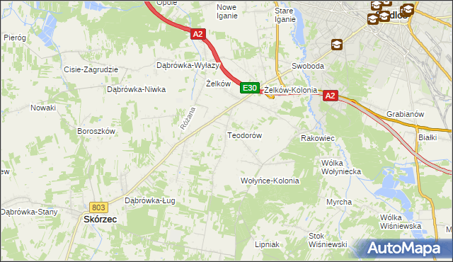 mapa Teodorów gmina Skórzec, Teodorów gmina Skórzec na mapie Targeo