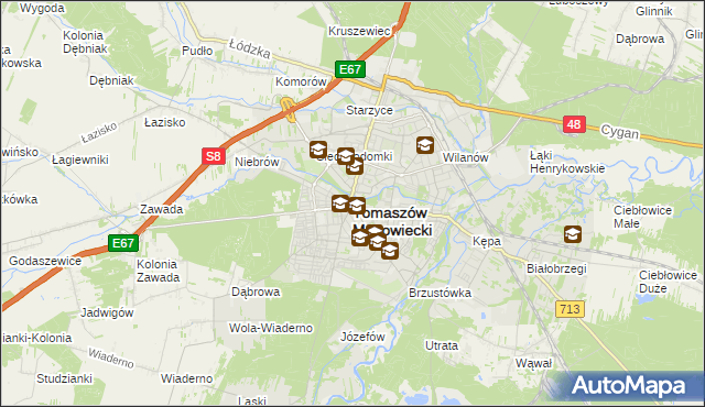 mapa Tomaszów Mazowiecki, Tomaszów Mazowiecki na mapie Targeo