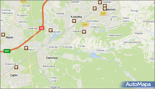 mapa Turów gmina Wołomin, Turów gmina Wołomin na mapie Targeo
