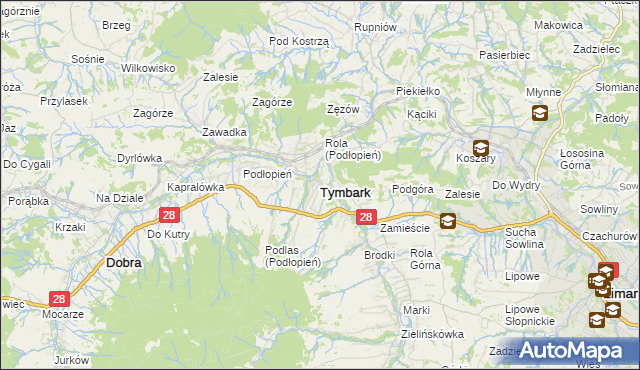 mapa Tymbark, Tymbark na mapie Targeo