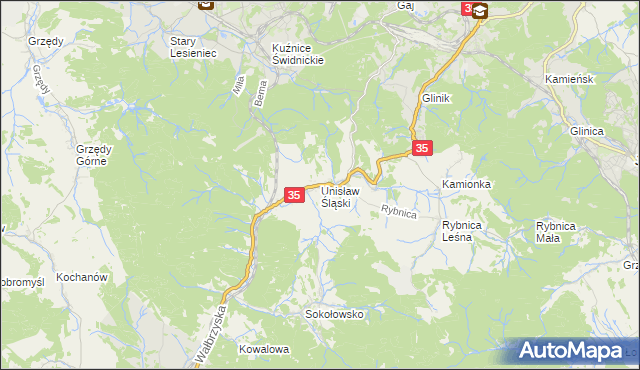 mapa Unisław Śląski, Unisław Śląski na mapie Targeo